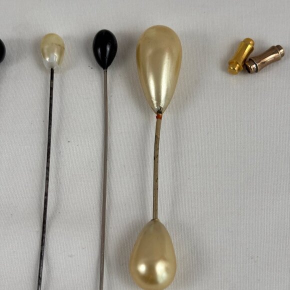 Antique Noritake Nippon Hat Pin Holder plus 7 Hat Pins - Picture 8 of 12